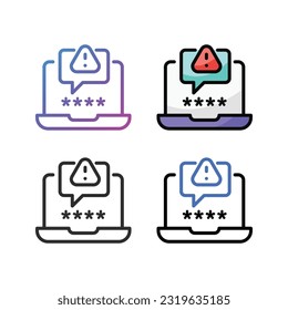Warning password icon design in four variation color