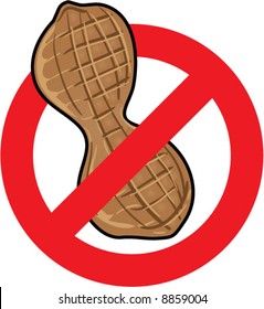 Warning: Peanut Allergy! Vector Illustration Icon