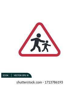 warning pedestrian crossing road sign icon design element vector eps 10