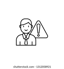 warning, person, exclamation icon. Element of Human resources for mobile concept and web apps illustration. Thin line icon for website design and development, app development