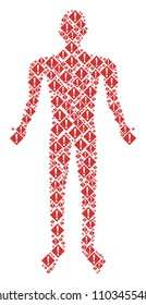 Warning person figure. Vector warning icons are combined into human collage.