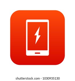 Warning phone icon digital red for any design isolated on white vector illustration