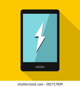 Warning phone icon. Flat illustration of warning phone vector icon for web