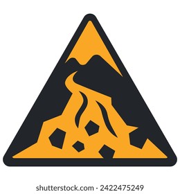 WARNING PICTOGRAM, WARNING; DEBRIS FLOW ZONE ISO 7010 - W076