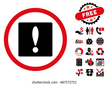 Warning pictograph with free bonus pictogram. Vector illustration style is flat iconic bicolor symbols, intensive red and black colors, white background.