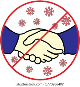 warning picture. Shaking hands is prohibited when there is a corona virus