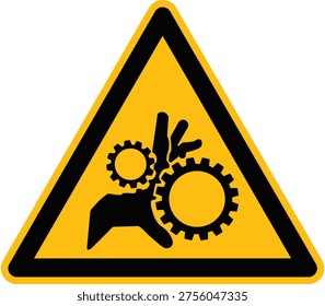 Warning pinch point sign hazard. Caution Signs for pinch point hazards. Alert for pinch point conditions. Hazard pinch point sign, vector icon illustration isolated.