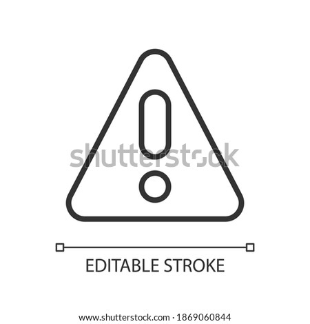 Warning pixel perfect linear icon. Emergency message for user. Danger situation notification. Thin line customizable illustration. Contour symbol. Vector isolated outline drawing. Editable stroke