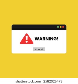 Warning pop up template design with flat vector design