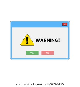Warning pop up template design with flat vector design