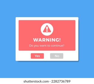 Warning pop-up notification template, perfect for use in digital interfaces. With its attention-grabbing color scheme and bold typography, this design is sure to capture the attention of your audience