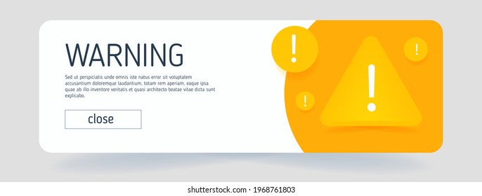 Warning Popup Template. Alerts about dangerous errors, a problem with a virus, or incorrect filling
