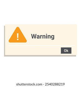 Warning popup window is displaying an important message