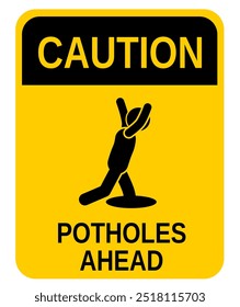 WARNING POTHOLES. BE CAREFUL WHEN WALKING.