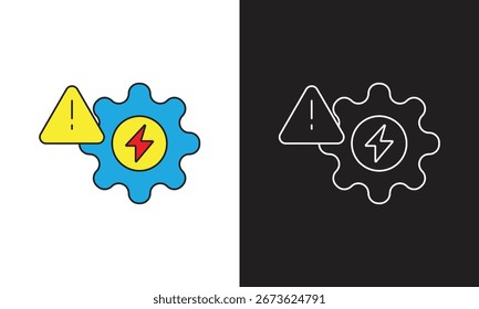 Advertencia Logotipo de ubicación de Configuraciones de energía. Icono del logotipo del Vector de Configuraciones de energía.
