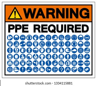 Warning PPE Required Set Symbol Sign, Vector Illustration, Isolate On White Background Label. EPS10