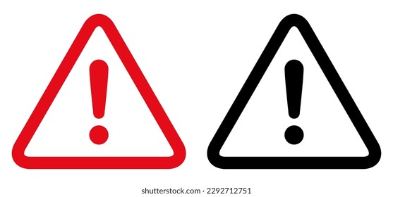 Warning, precaution, attention, alert icon, set exclamation mark in triangle shape – for stock