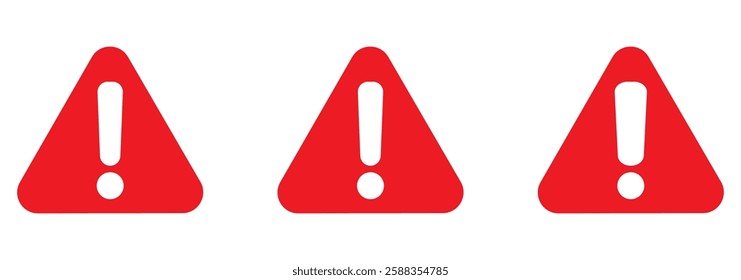 Warning, precaution, attention, alert icon, set exclamation mark in triangle shape