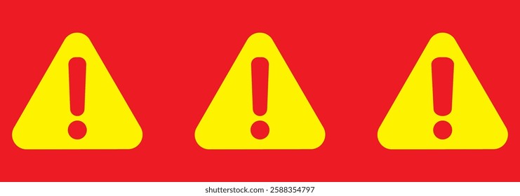 Warning, precaution, attention, alert icon, set exclamation mark in triangle shape