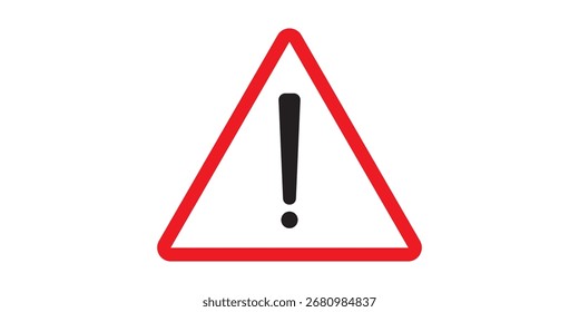 Warning, precaution, attention, alert icon, exclamation mark in the triangle shape. Symbol or icon for web site, logo, UI design. Flat vector illustration. Set of road signs, Traffic signs. Stop.EPS10