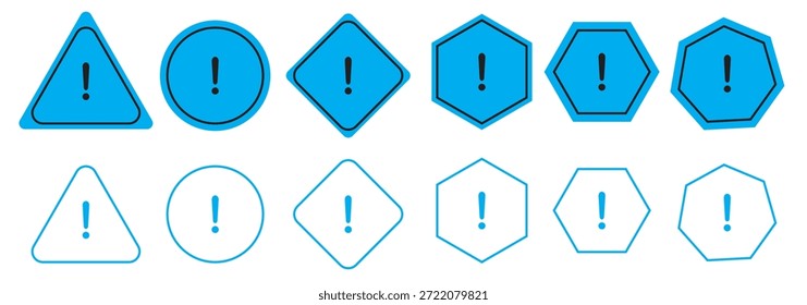 Advertencia, precaución, atención, icono de alerta, signo de exclamación en forma de triángulo. Símbolo o icono para el Sitio web, logotipo, diseño de la interfaz de usuario. Ilustración vectorial plana.