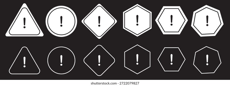 Advertencia, precaución, atención, icono de alerta, signo de exclamación en forma de triángulo. Símbolo o icono para el Sitio web, logotipo, diseño de la interfaz de usuario. Ilustración vectorial plana.
