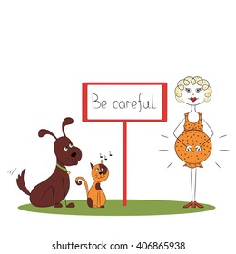 Warning pregnant when dealing with animals vector