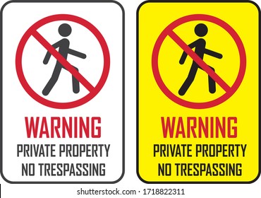 Warning Private Property No Trespassing Symbol Stock Vector (Royalty ...