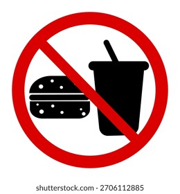 Es ist verboten zu essen und zu trinken. Das Verbotszeichen ist nicht erlaubt, zu essen und zu trinken.