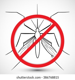 Warning, Prohibited sign with Aedes Aegypti mosquito with. Stop Zika Virus. Nature, Ideal for educational, informational, institutional, and related health advisory. Isolated editable Clip Art