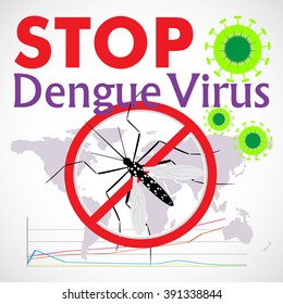 Warning, Prohibited sign with  mosquito with Stop Dengue Virus. Nature Aedes Aegypti.  Ideal for educational, informational, or related health advisory. Editable vector