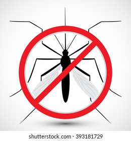 Warning, Prohibited sign with  mosquito with. Stop Zika Virus. Stop Malaria. Stop Dengue. Nature Aedes Aegypti.  Ideal for educational, informational, or related health advisory. Isolated vector