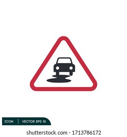 warning puddle slippery road sign icon design element vector eps 10