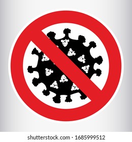 Warning and quarantine sign. Lockdown Pandemic stop Coronavirus outbreak covid-19 2019-nCoV. Travel with mouth cap mask Vector protect icon Lock down sign