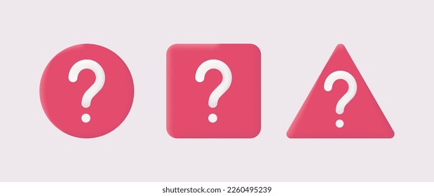 Advertencia Pregunta signo de color rojo. Diseño de iconos realistas en 3d. Icono de signo de atención. conjunto de vector aislado. Ilustración vectorial. EPS 10