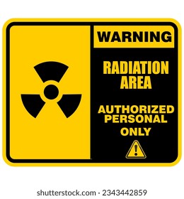 Aviso, área de radiación, sólo personal autorizado, vector de signos