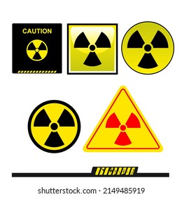 Warning radiation signs vector icons set isolated