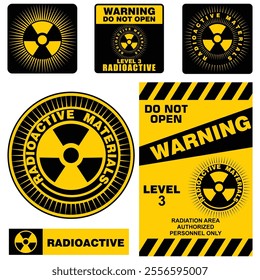 Warning, Radioactive Materials, do not Open, sticker vector