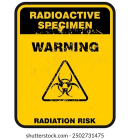  Warning, Radioactive specimen, sign and label vector