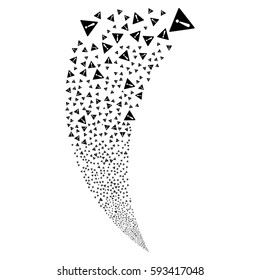 Warning random fireworks stream. Vector illustration style is flat black iconic symbols on a white background. Object fountain made from scattered pictographs.