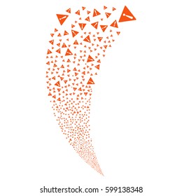 Warning random fireworks stream. Vector illustration style is flat orange iconic symbols on a white background. Object fountain created from scattered pictograms.