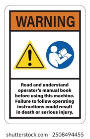 Aviso Leia e compreenda o vetor manual do sinal do livro do operador para o sinal de segurança Imprima o adesivo da etiqueta