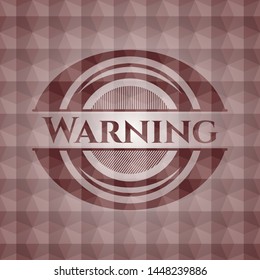 Warning red badge with geometric background. Seamless.