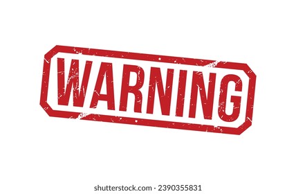 Warning Red Rubber Stamp vector design.