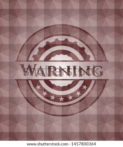 Warning red seamless badge with geometric pattern background.