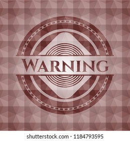 Warning red seamless polygonal badge.