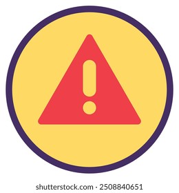Warning red triangle with exclamation mark. Danger symbol, shopping process flat element for modern and retro design. Simple color vector pictogram isolated on white background