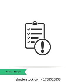Informe de advertencia, Informe importante, Plantilla de logotipo Ilustración de iconos de informe de emergencia. Símbolo de signo de informe. EPS de icono del vector 10