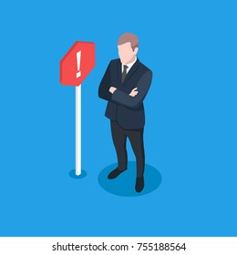 Warning Reprimand Employee Vector Concept, Businessman And Sign With An Exclamation Point
Isometric People Flat Illustration