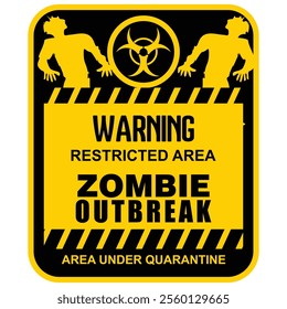 Warning, restricted area, zombie outbreak, sign vector